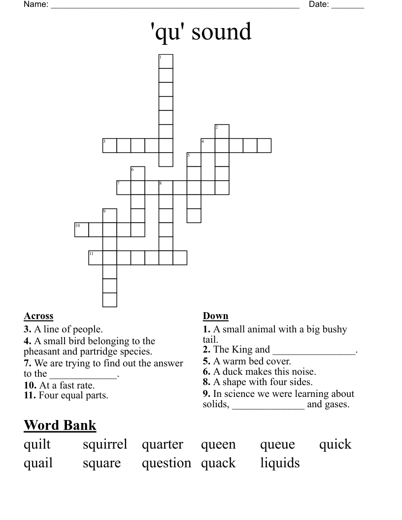 Qu Sound Crossword WordMint Qu Sound Crossword WordMint