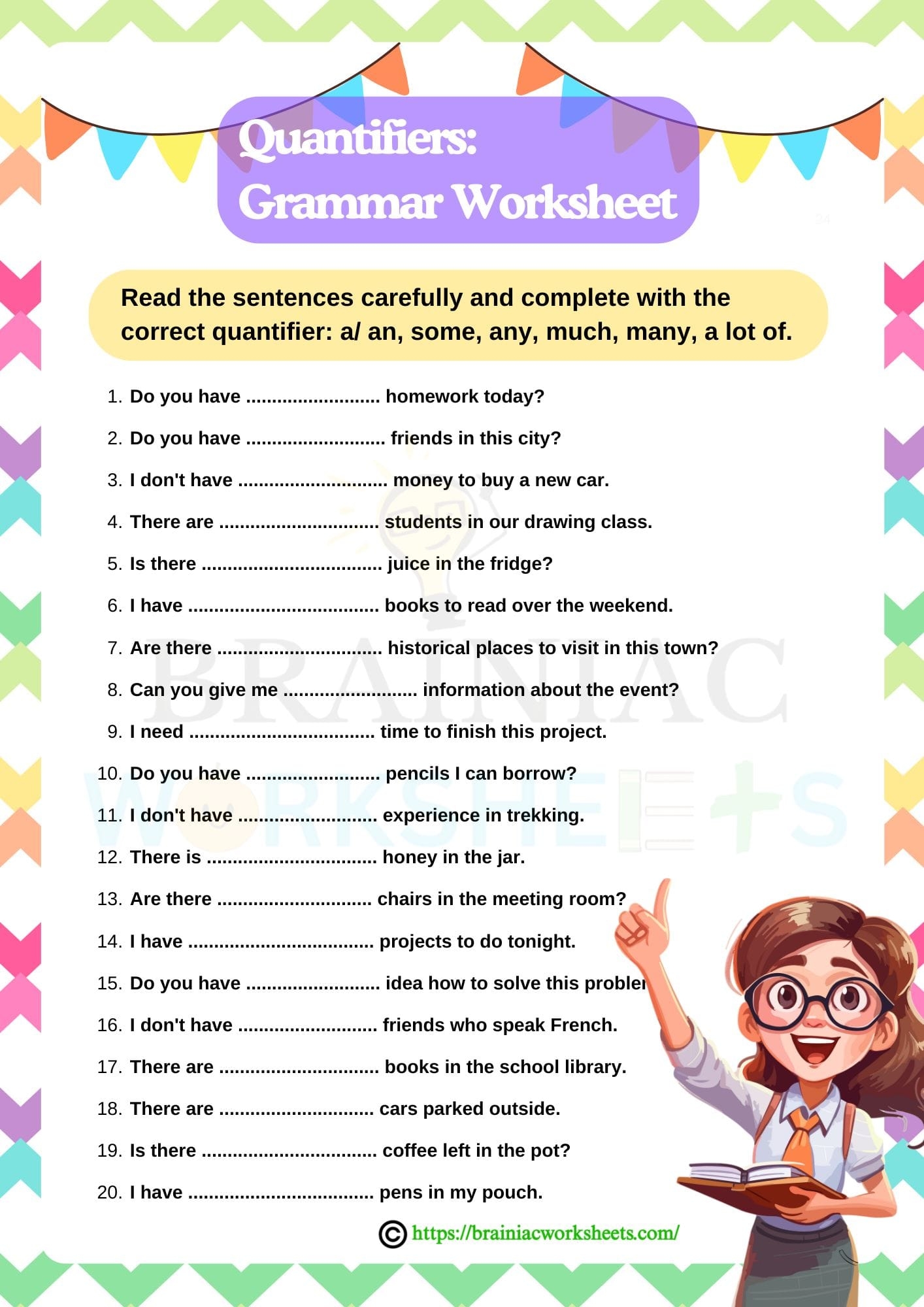 Quantifiers English Worksheet For Class 4 Brainiac Worksheets