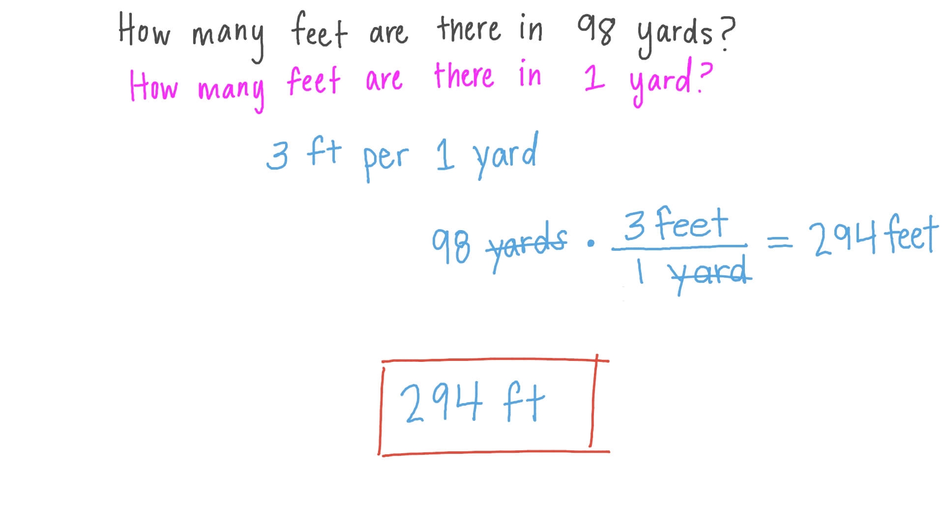 Question Video Converting Lengths From Yards To Feet Nagwa
