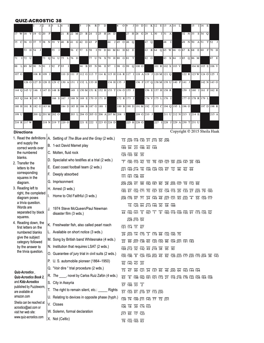 Quiz Acrostics Quiz Acrostics