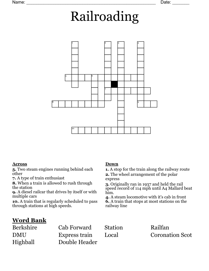 Railroading Crossword WordMint