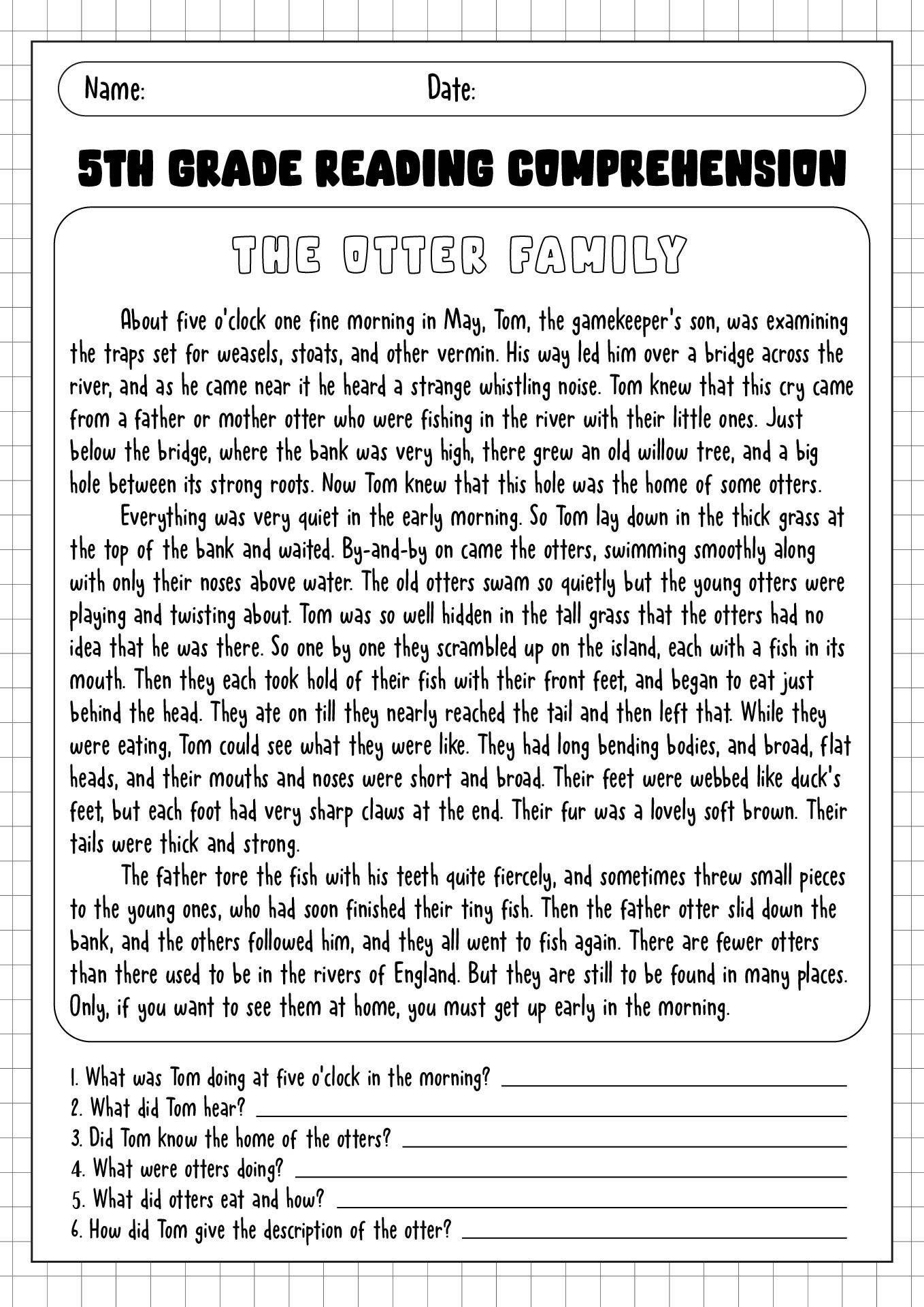 grade 5 reading comprehension pdf