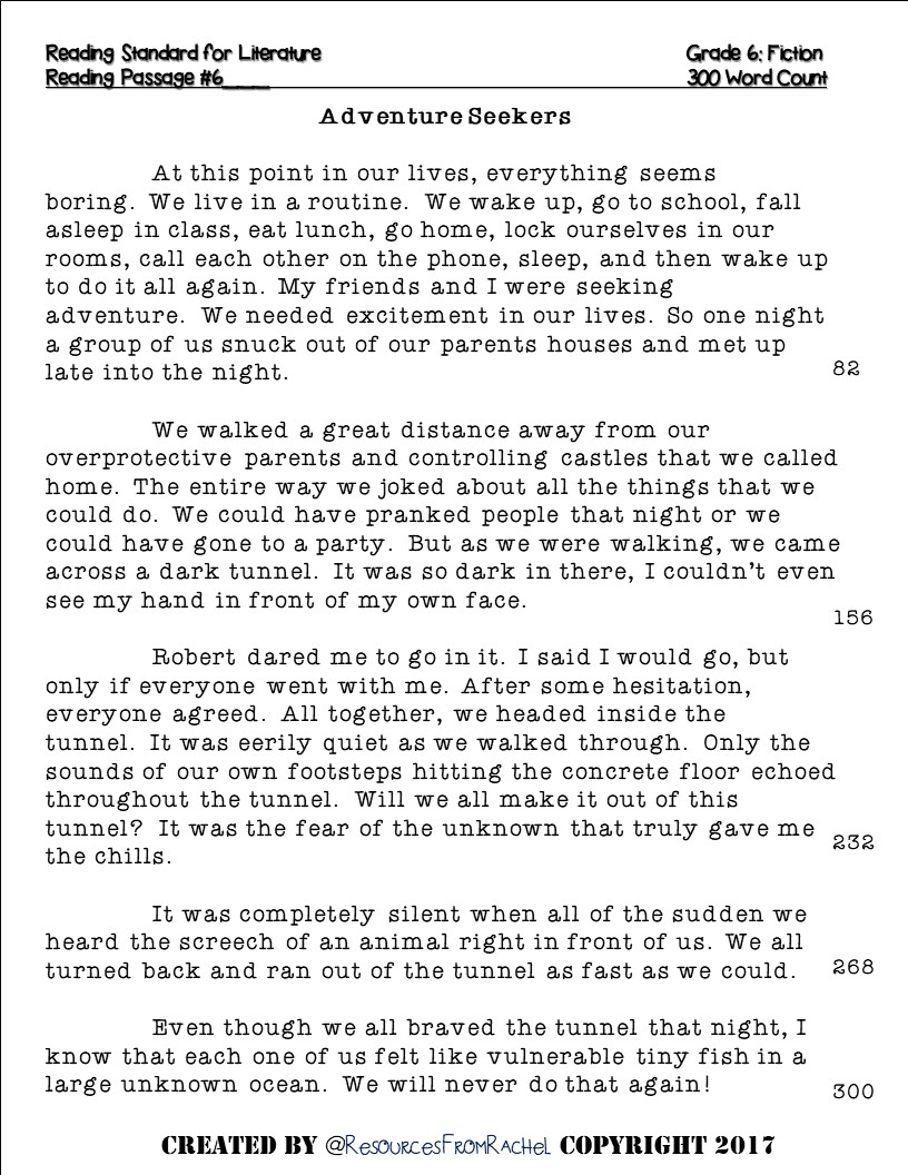 grade 6 reading comprehension