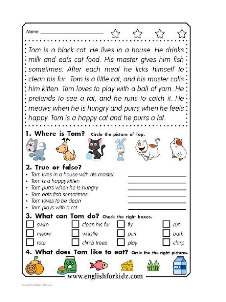 reading worksheets grade 4