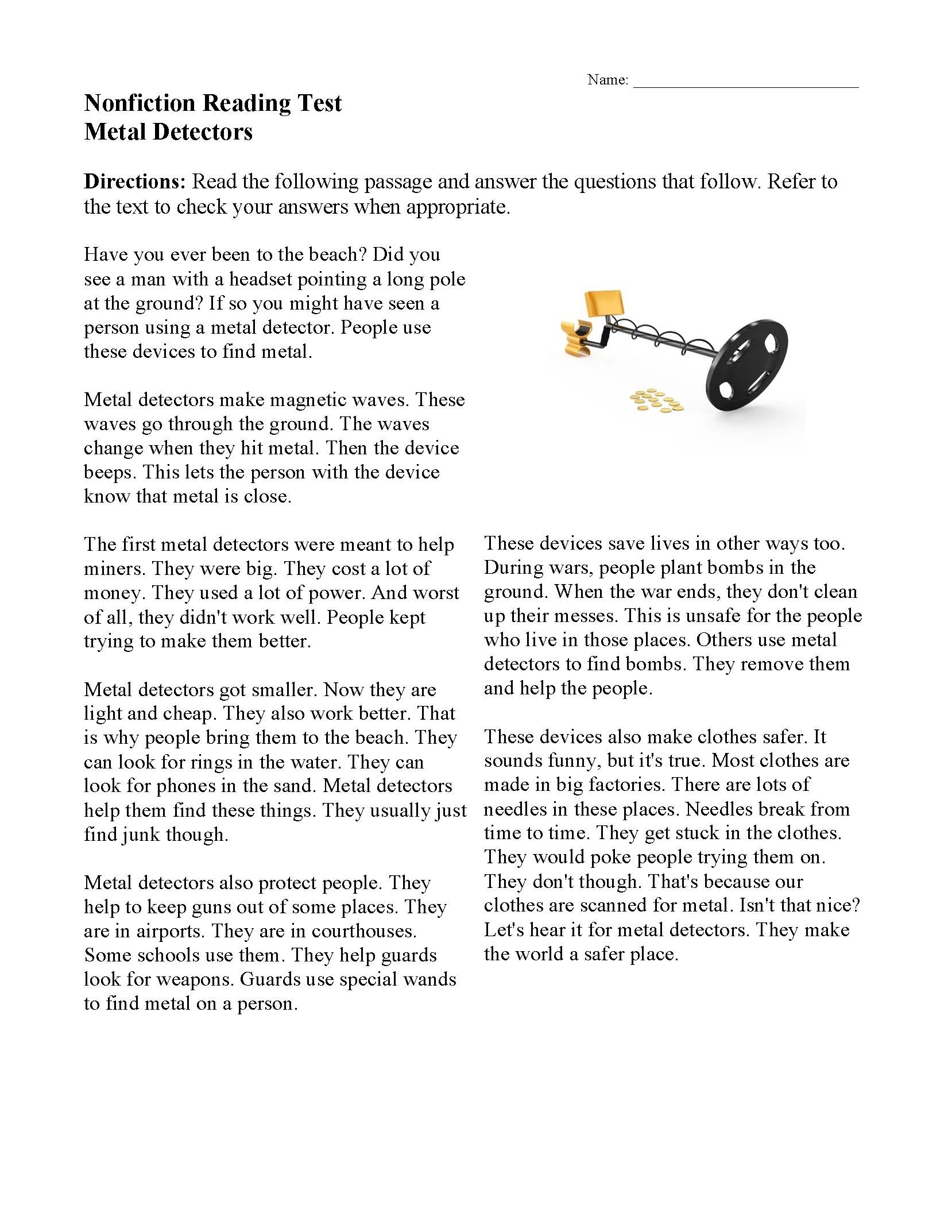 free online comprehension test