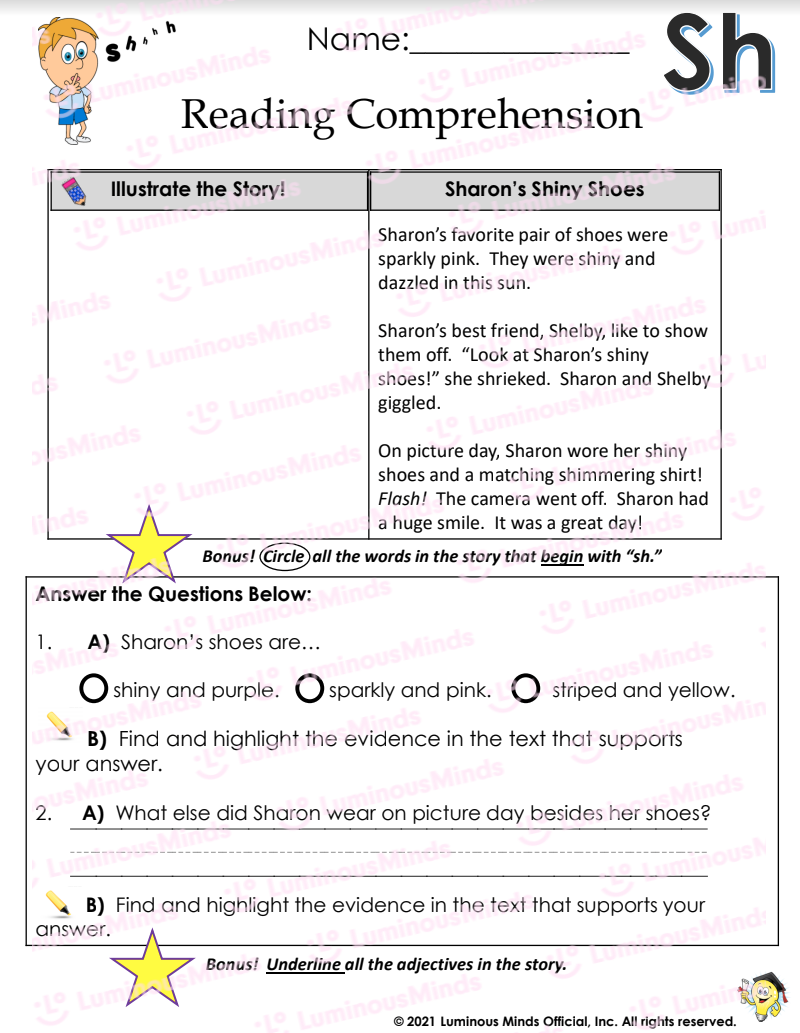 Reading Comprehension Worksheets Reading Comprehension Test Prep With Digraph sh Reading Comprehension Worksheets Reading Comprehension Test Prep With Digraph sh
