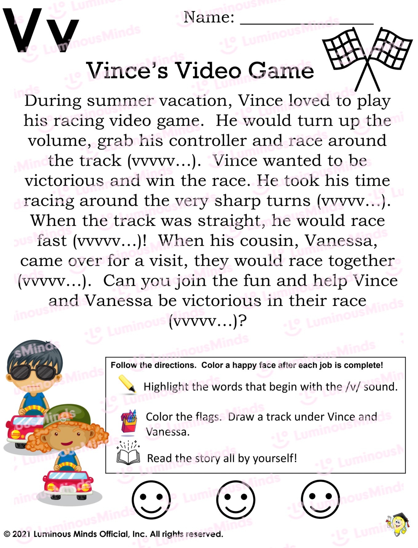 Reading Comprehension Worksheets Vince s Video Game