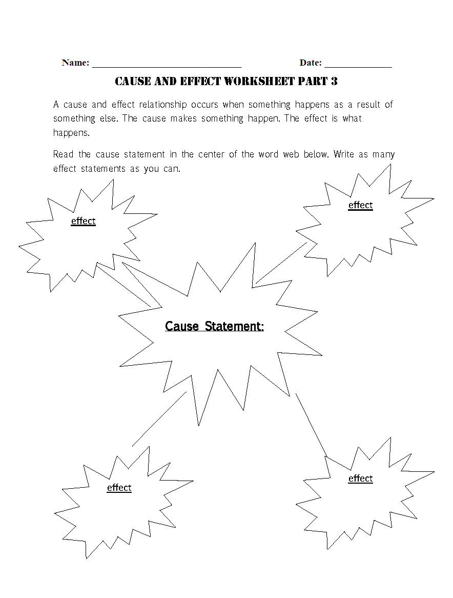 cause and effect worksheets