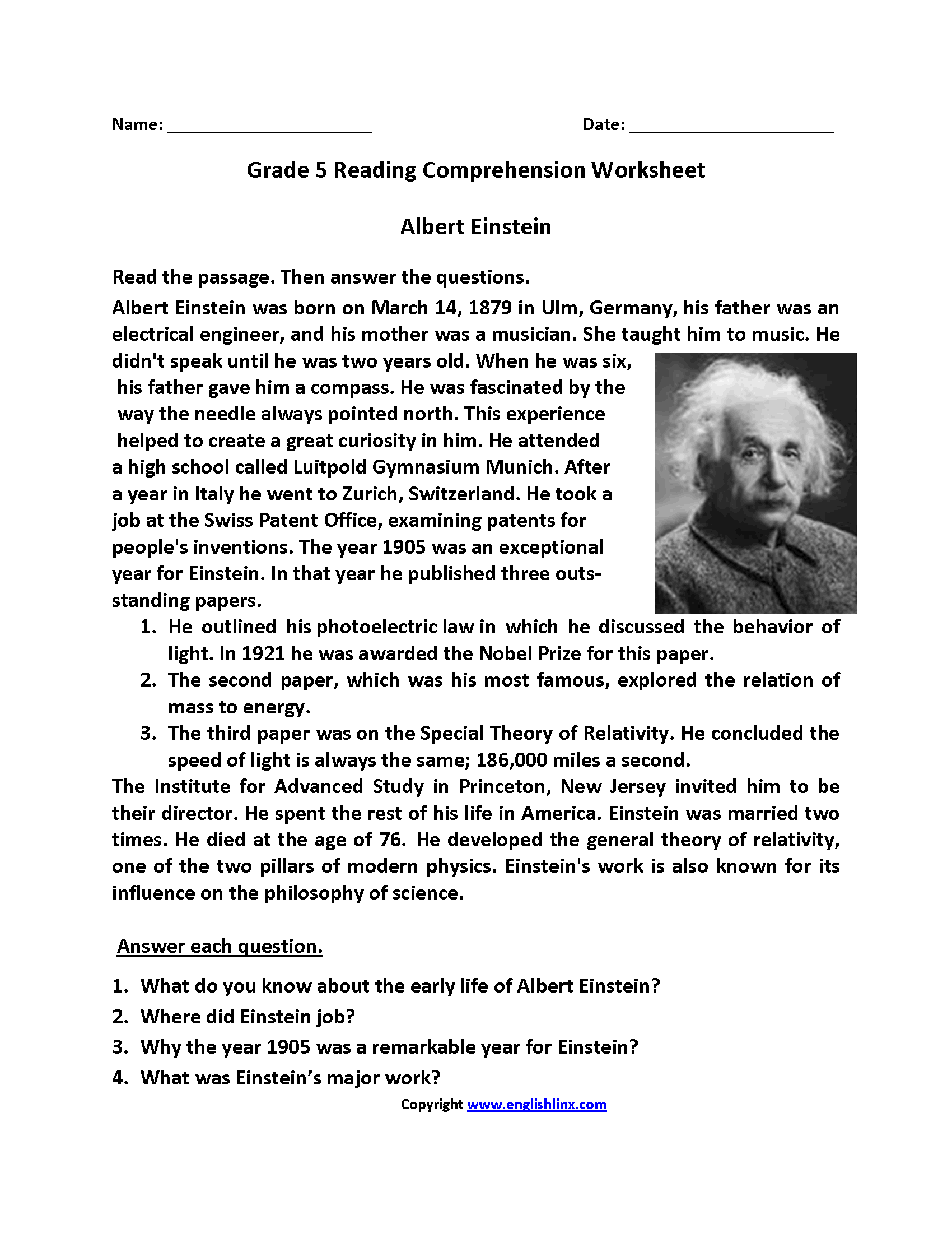 Reading Worksheets Fifth Grade Reading Worksheets Worksheets Library