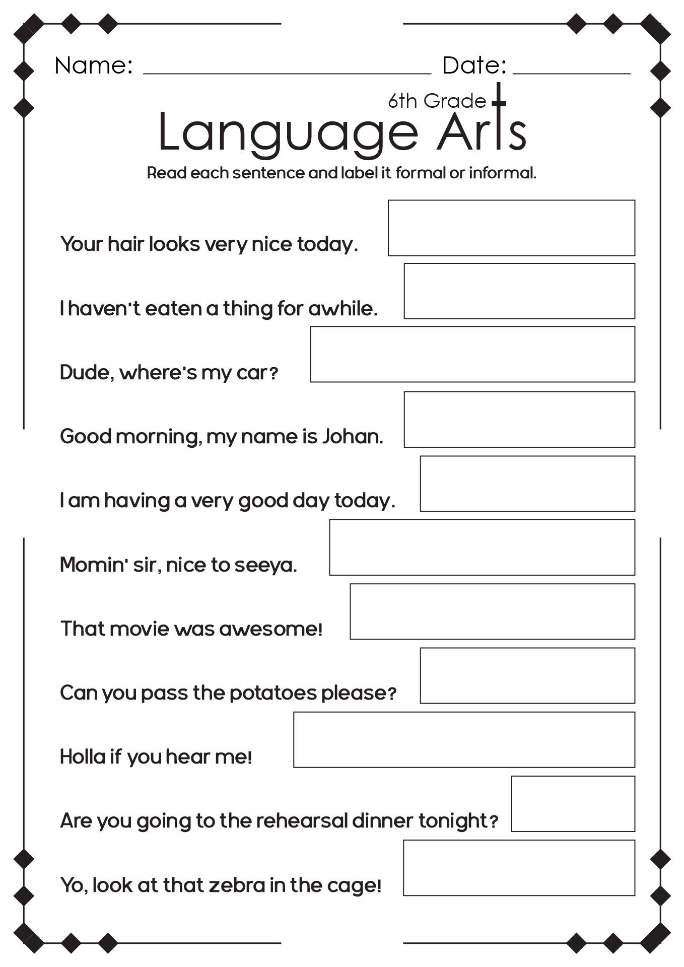 Reading Worksheets Free Language Arts Printables Worksheets Library