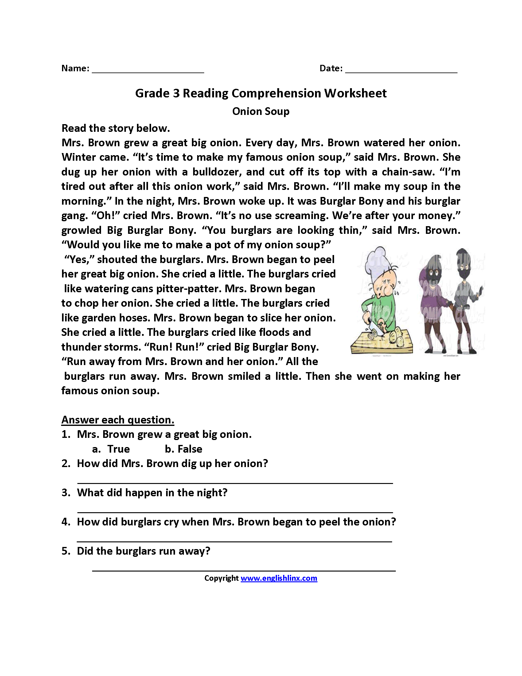 reading comprehension 3rd grade