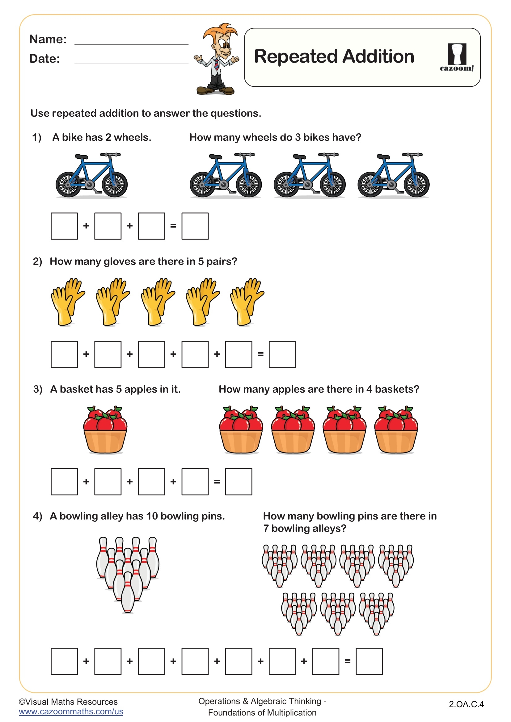 Repeated Addition Worksheet Fun And Engaging 2nd Grade Number Operations Worksheet Cazoom Math