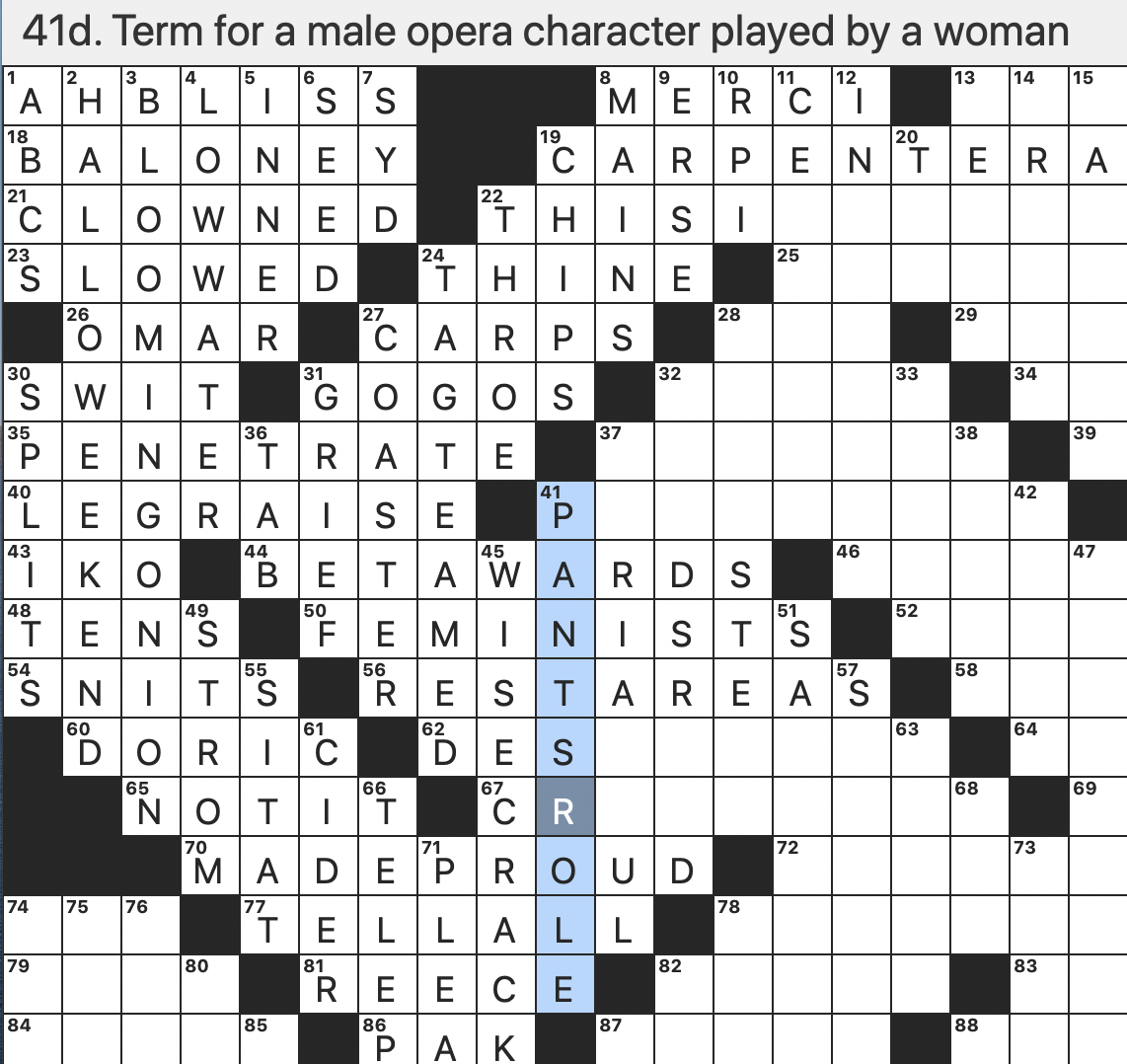 Rex Parker Does The NYT Crossword Puzzle Given Name Of Caligula And Augustus SUN 12 18 22 Term For A Male Opera Character Played By A Woman Portmanteau For An Extended