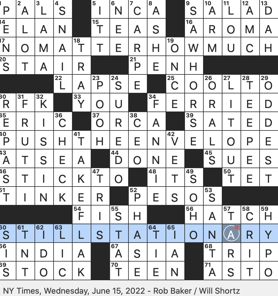 Rex Parker Does The NYT Crossword Puzzle Heroine Prior Of The Divergent Series WED 6 15 22 Epitome Of Slowness Start Of A Punny Quip With Two Correct Answers Where