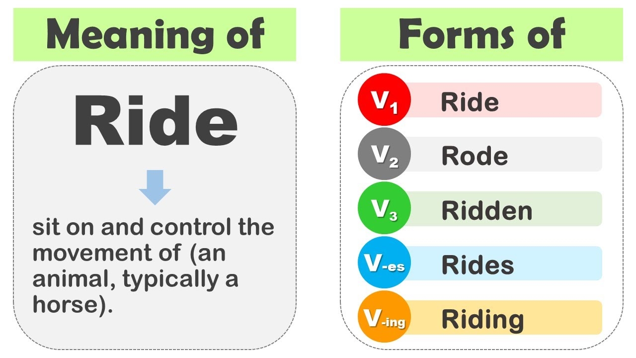 Ride Past Tense V1 V2 V3 V4 V5 Form Of Ride Past Participle Of Ride And Example Sentences YouTube
