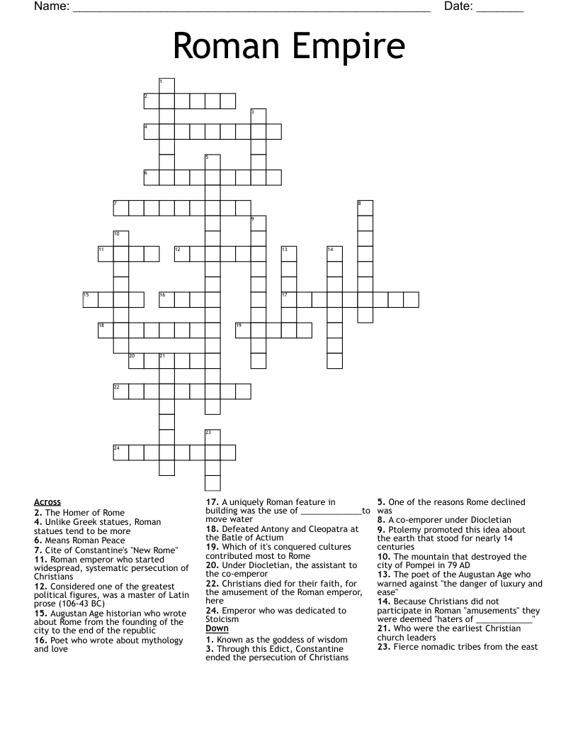 Roman Empire Crossword WordMint