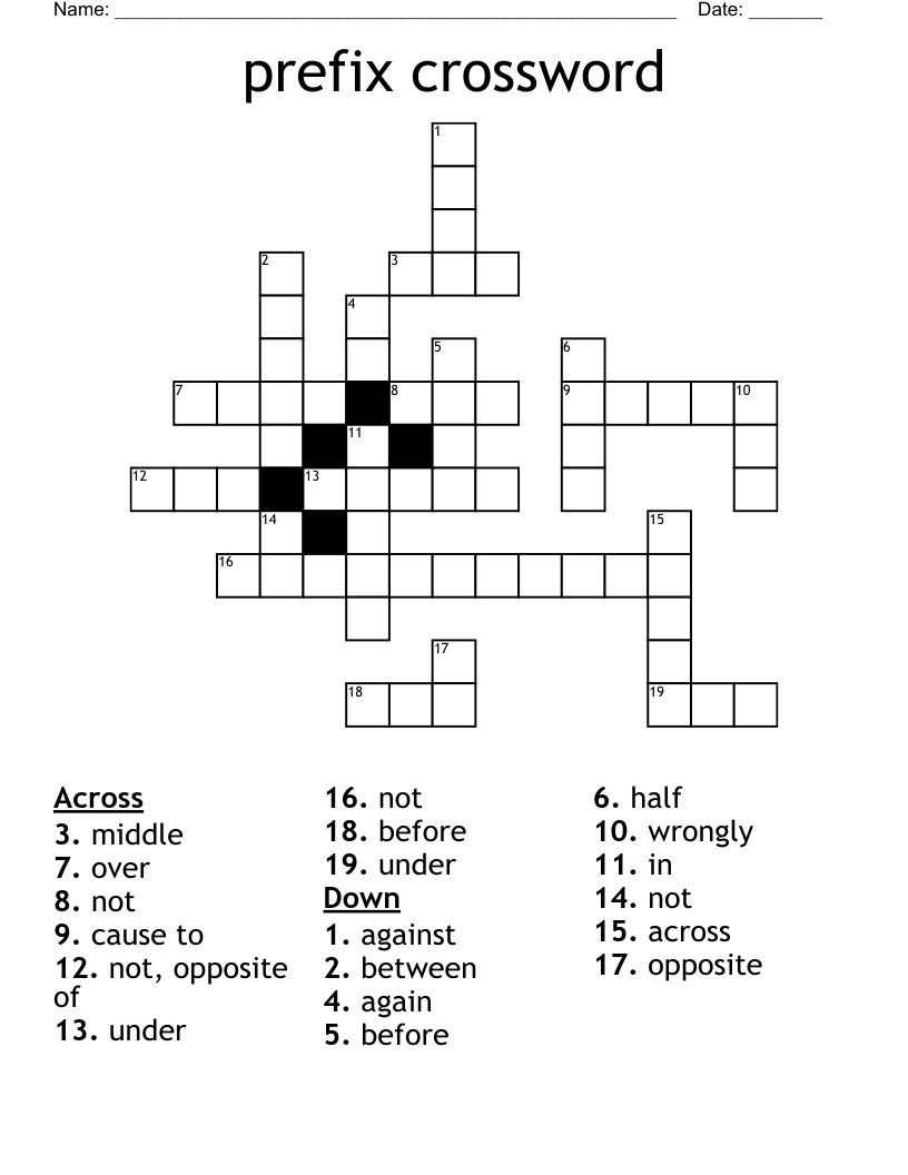 Roots Prefixes Suffixes Crossword WordMint