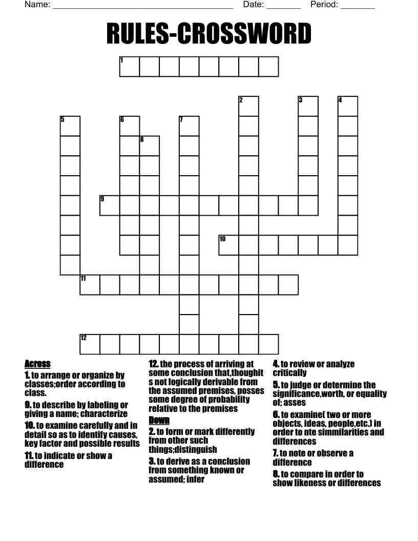 RULES CROSSWORD WordMint RULES CROSSWORD WordMint