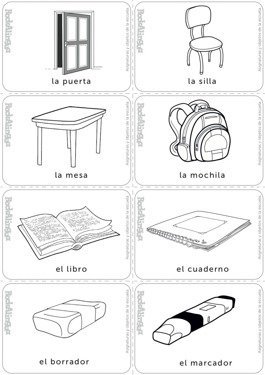 School Supplies Subjects Picture Dictionary Spanish Classroom Terms
