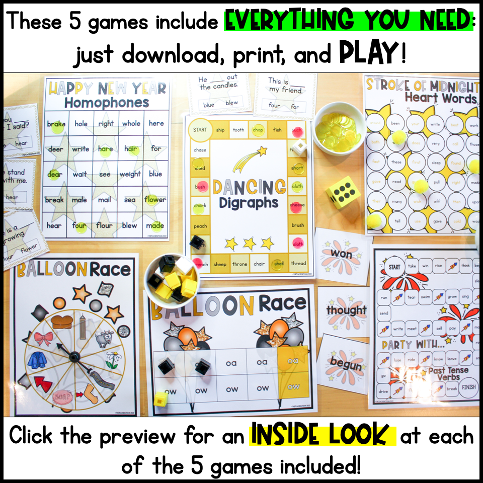 Second Grade New Years Reading Center Games And Activities The Teaching Texan