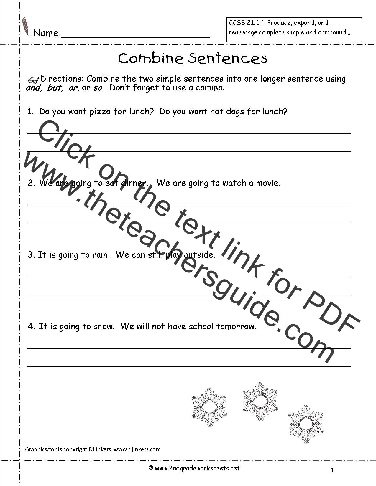 combining sentences with and worksheets