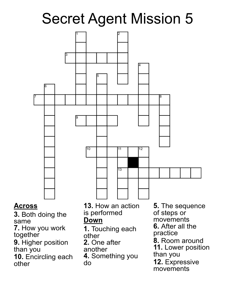 Secret Agent Mission 5 Crossword WordMint