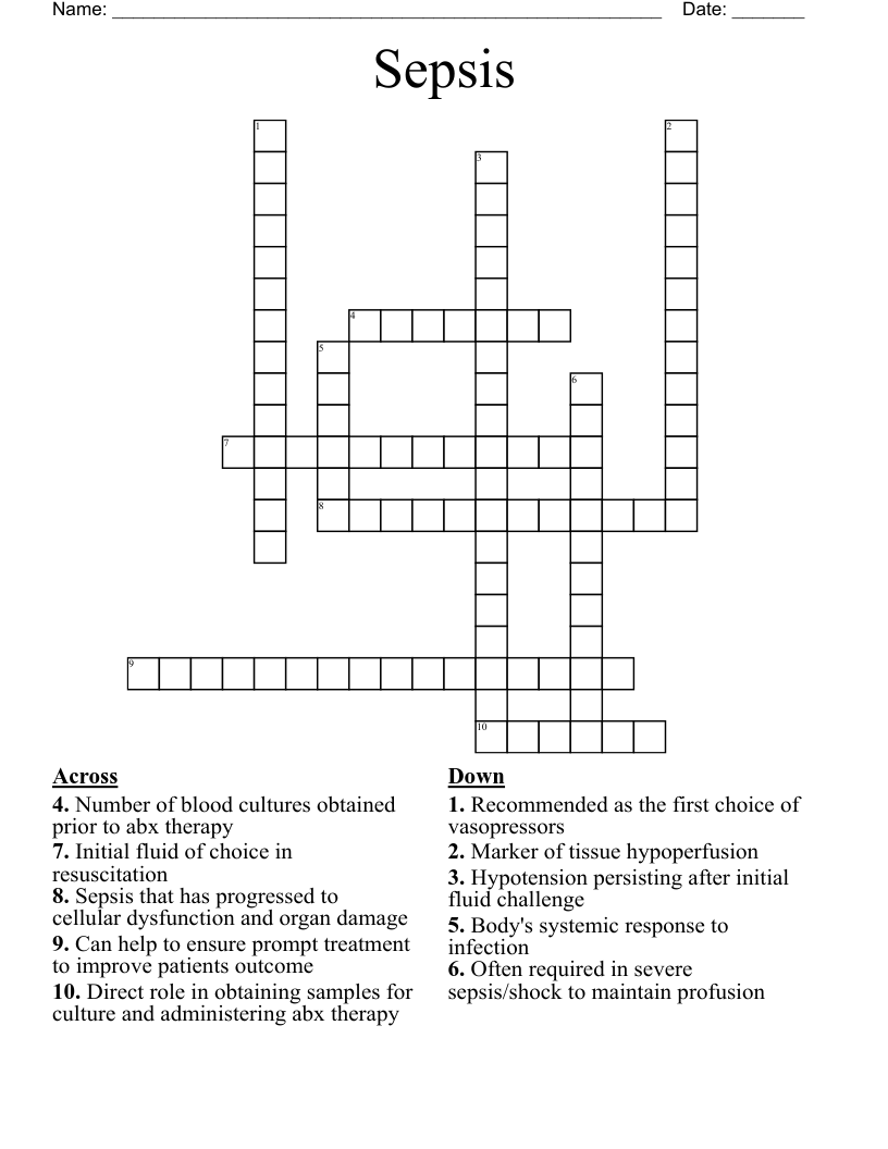 Sepsis Crossword WordMint