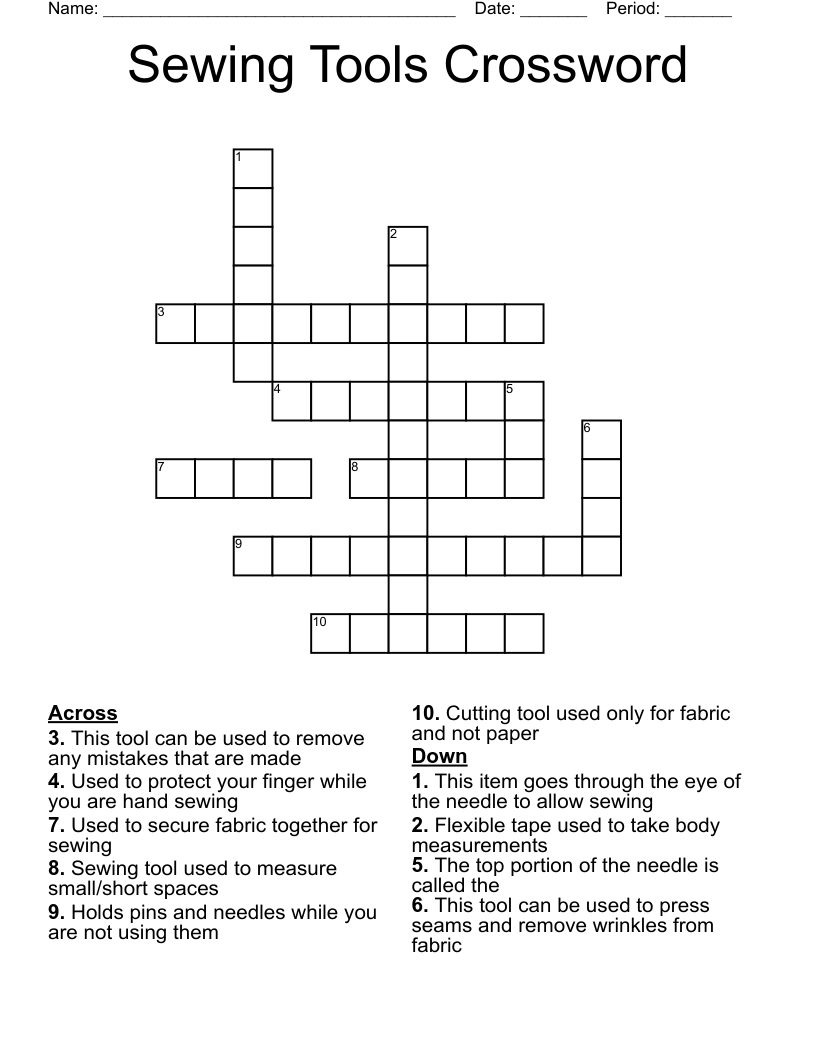 Sewing Tools Crossword WordMint Sewing Tools Crossword WordMint
