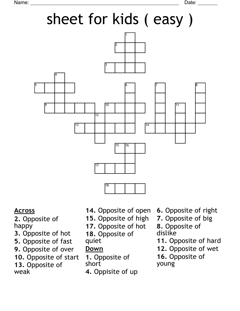 free easy crosswords printable