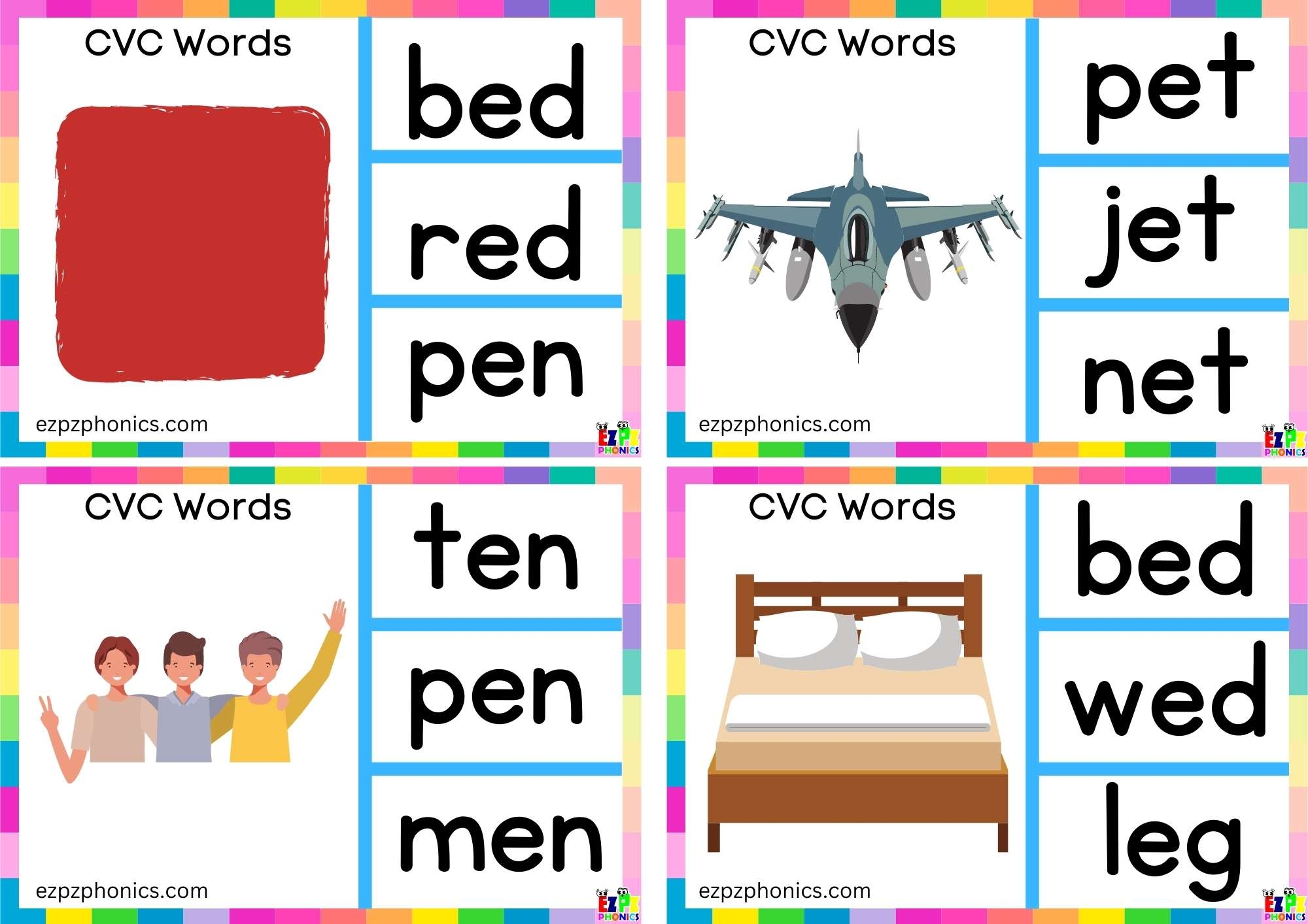 Short E Vowel CVC Words Look At The Image And Clip The Correct Word 3 Ezpzphonics