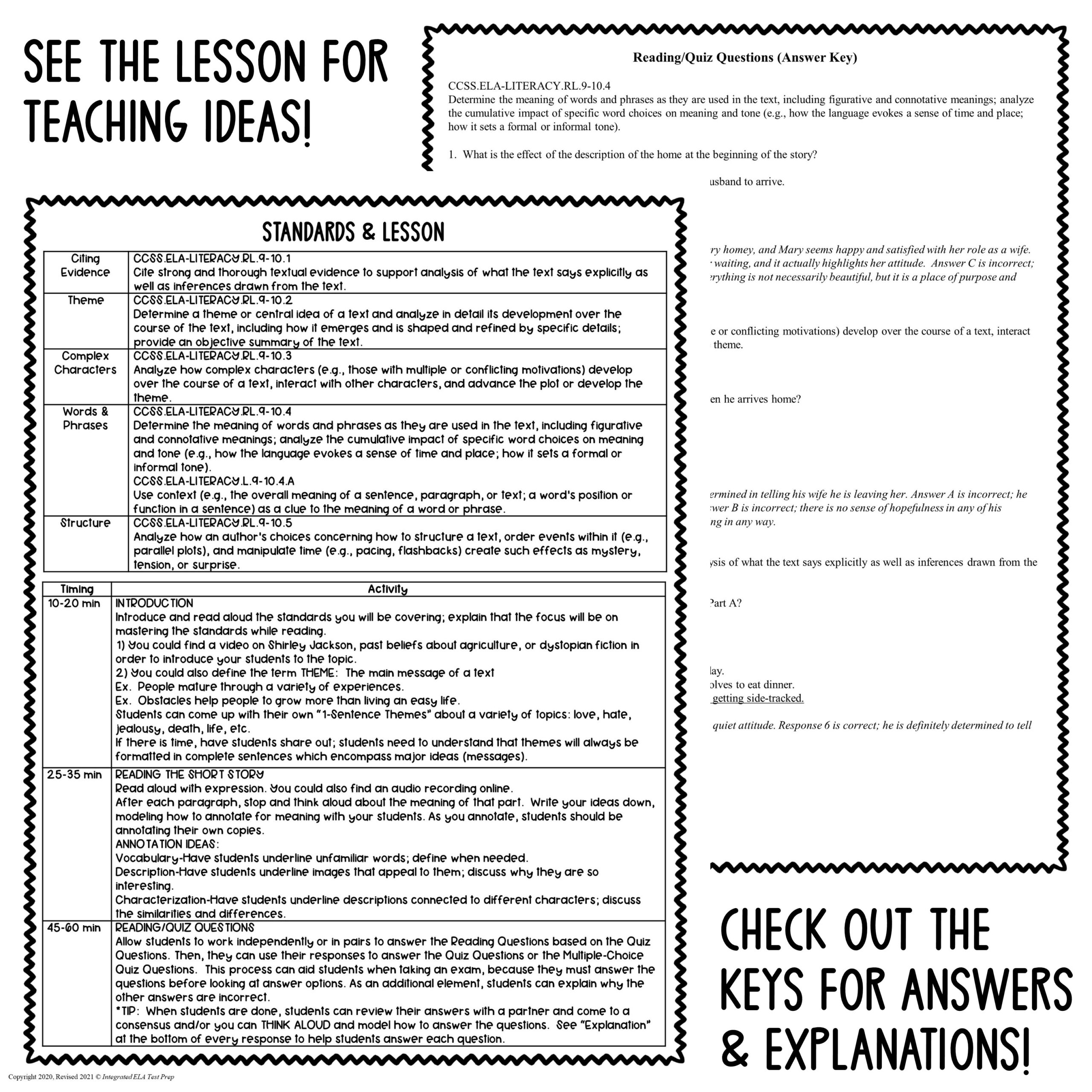 Short Story Comprehension Questions Lamb To The Slaughter Quiz Classful