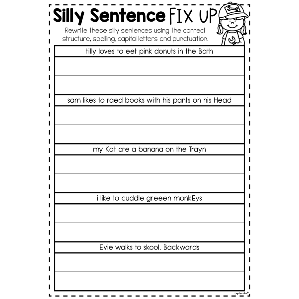 Silly Sentence Fix Up Top Teacher
