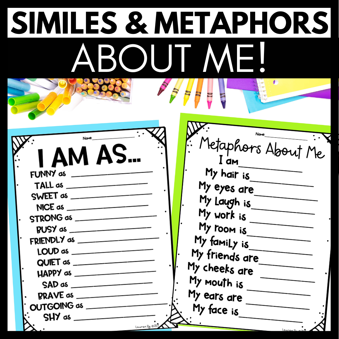Similes And Metaphors About Me Figurative Language Worksheets Made By Teachers