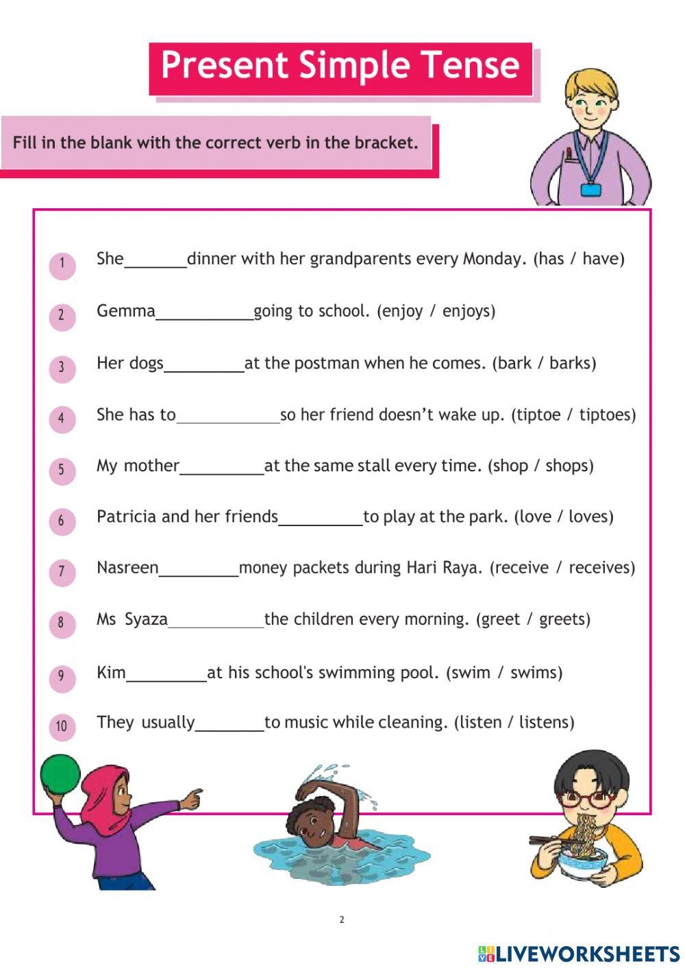 Simple Present Tense Online Exercise For 2 Worksheets Library