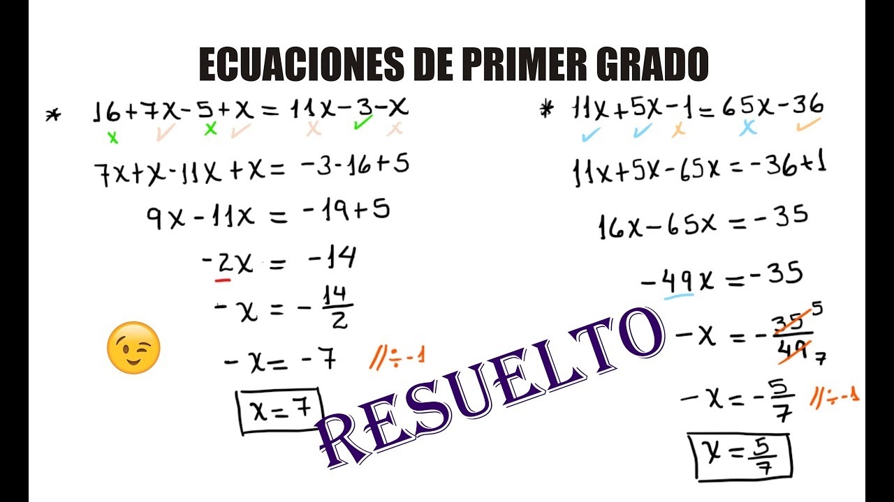 ejercicios de ecuaciones de primer grado