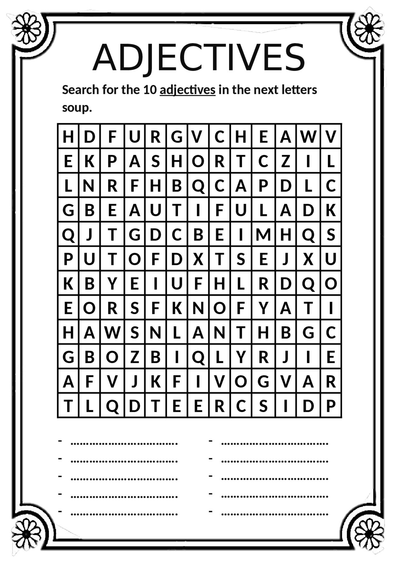 Sopa De Letras Ingles Ejercicios De Idioma Ingl s Docsity