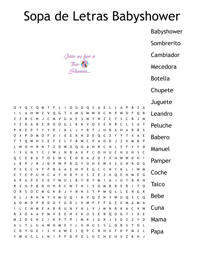 sopa de letras en ingles