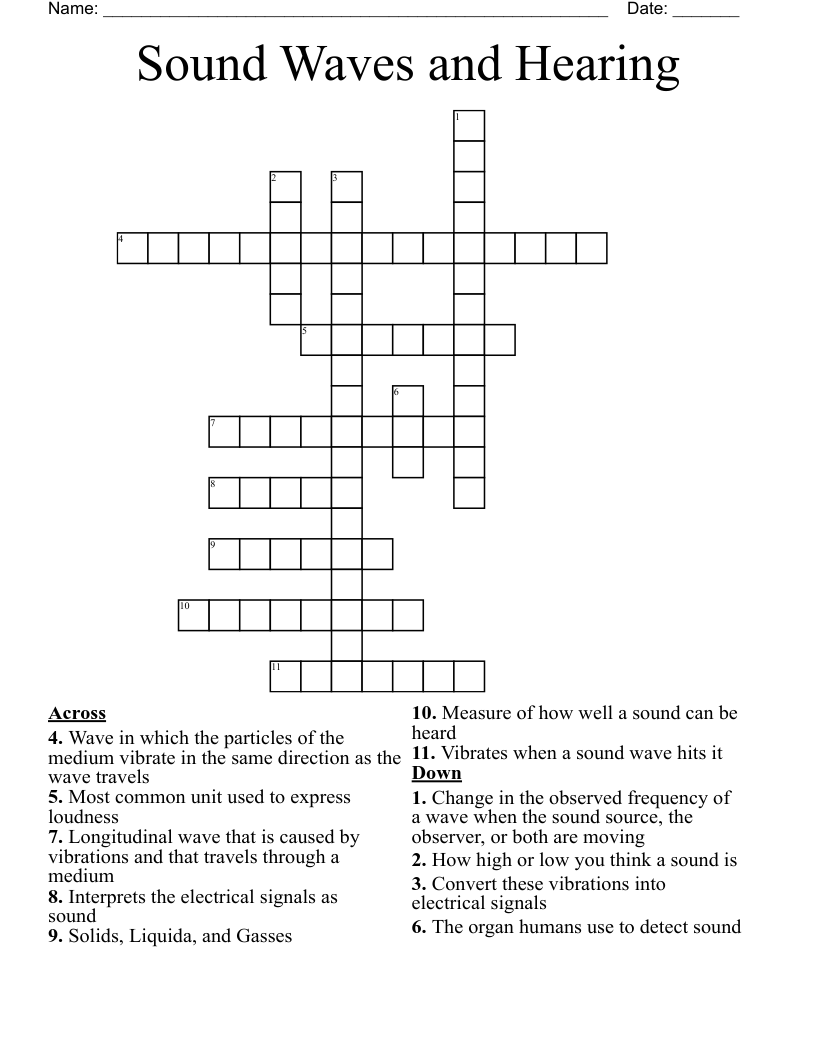 Sound Waves And Hearing Crossword WordMint