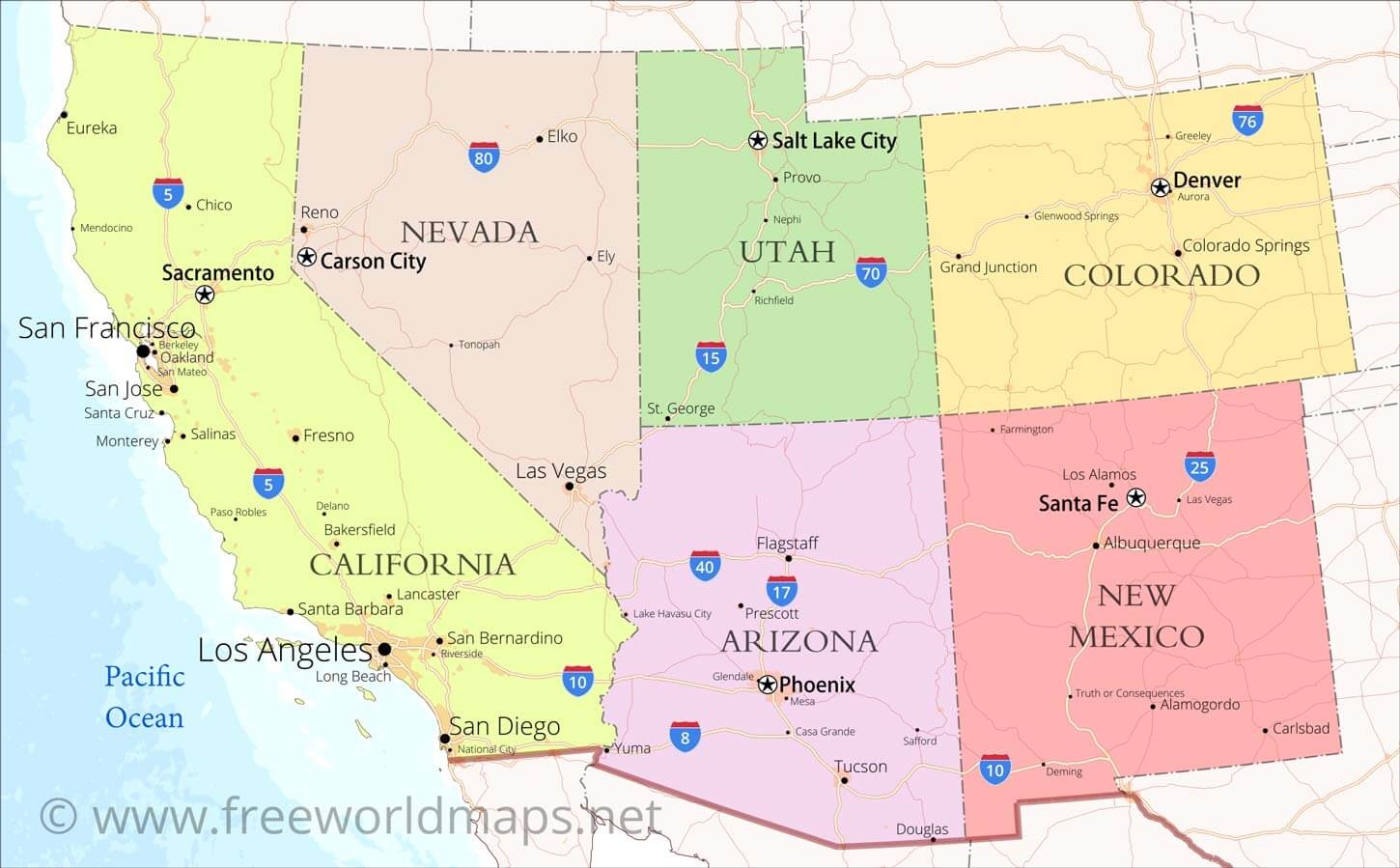 Southwestern US Political Map By Freeworldmaps Southwestern US Political Map By Freeworldmaps