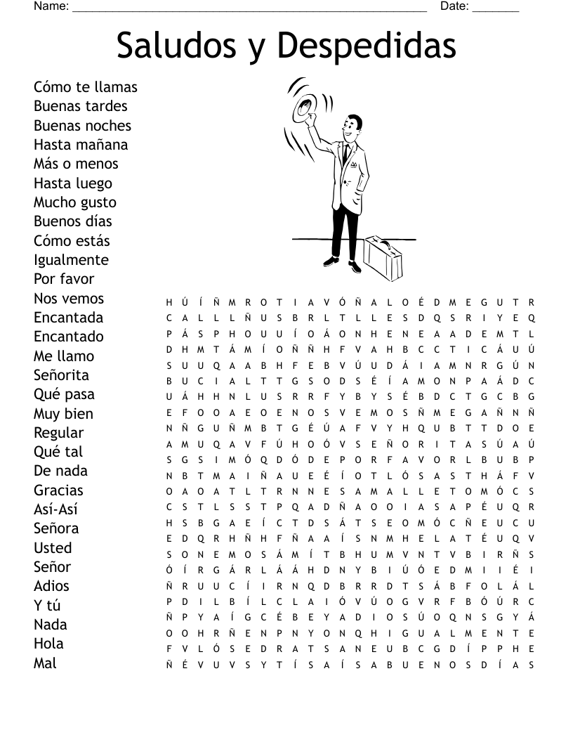 Spanish 1 Greetings And Farewells Crossword WordMint Spanish 1 Greetings And Farewells Crossword WordMint