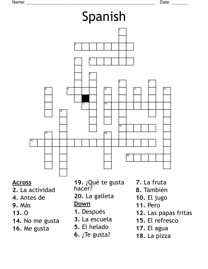 Spanish Crossword WordMint