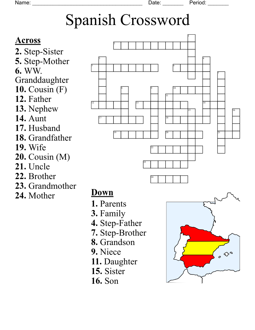 printable spanish crossword puzzle