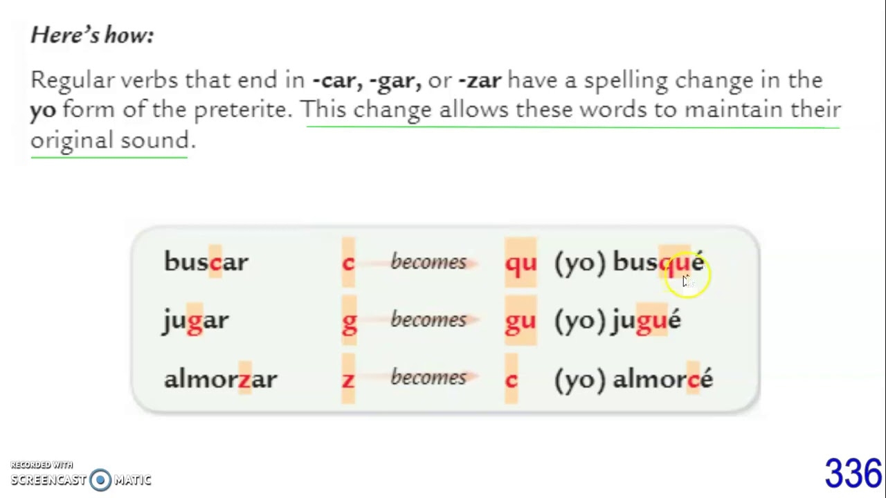 Spanish Past Tense Of CAR GAR ZAR Verbs YouTube