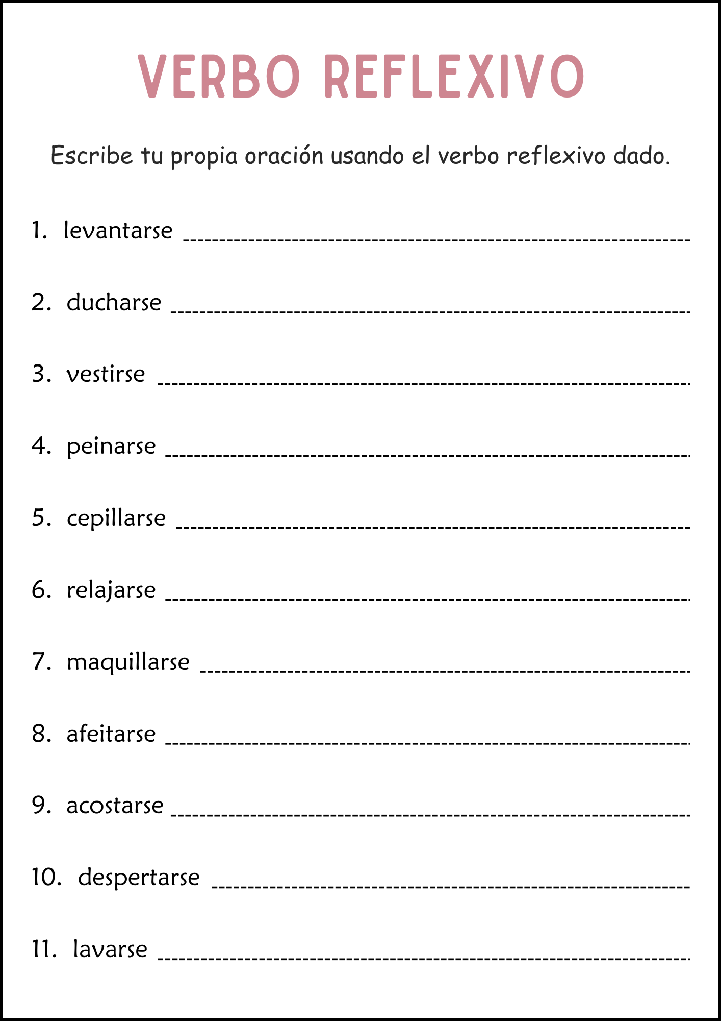 Spanish Reflexive Verbs Practice Worksheets Los Verbos Reflexivos Made By Teachers