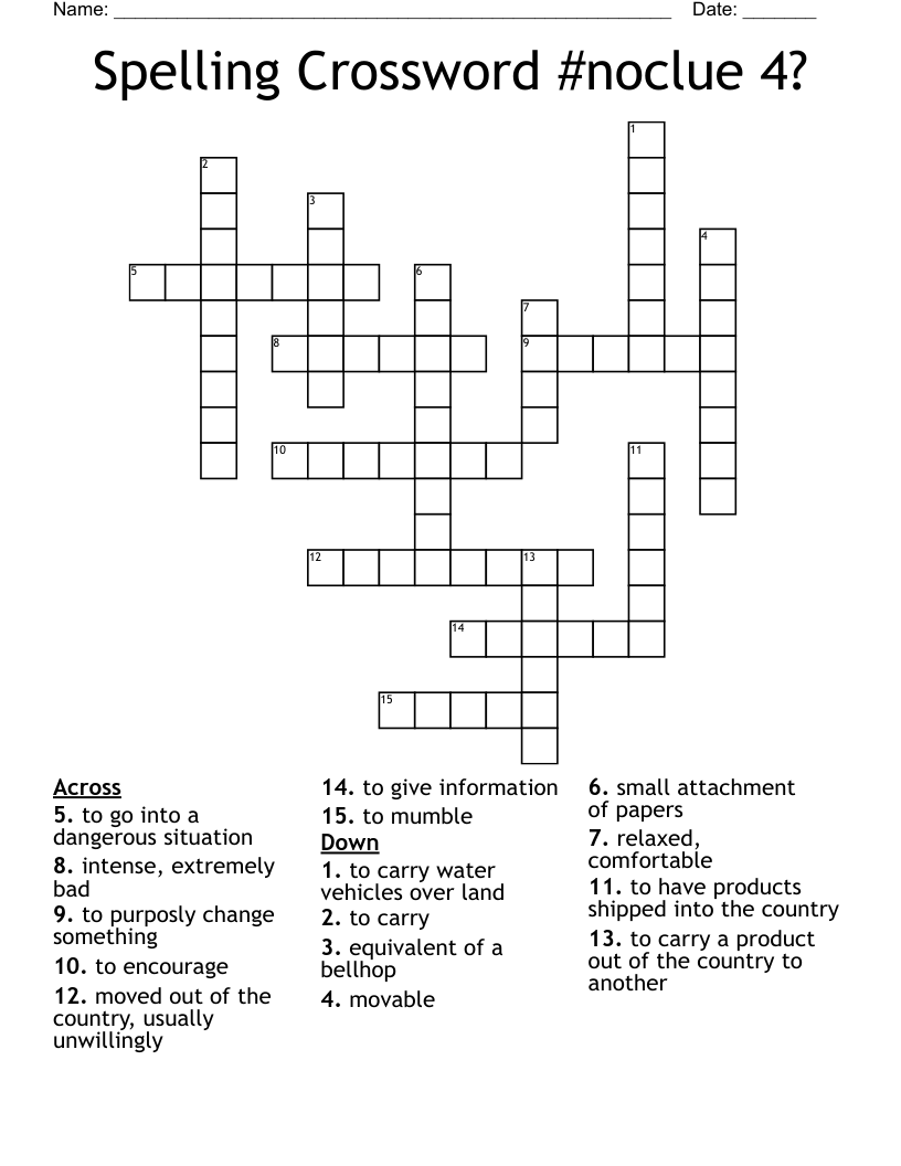 Spelling Crossword noclue 4 WordMint