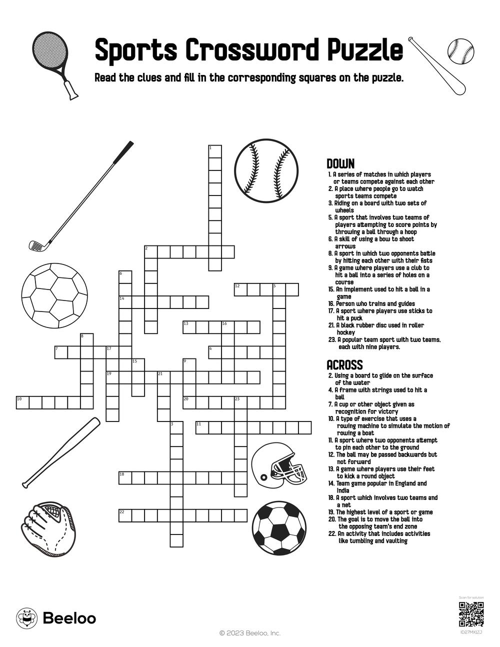 Sports Crossword Puzzle Beeloo Printable Crafts And Activities For Kids Sports Crossword Puzzle Beeloo Printable Crafts And Activities For Kids