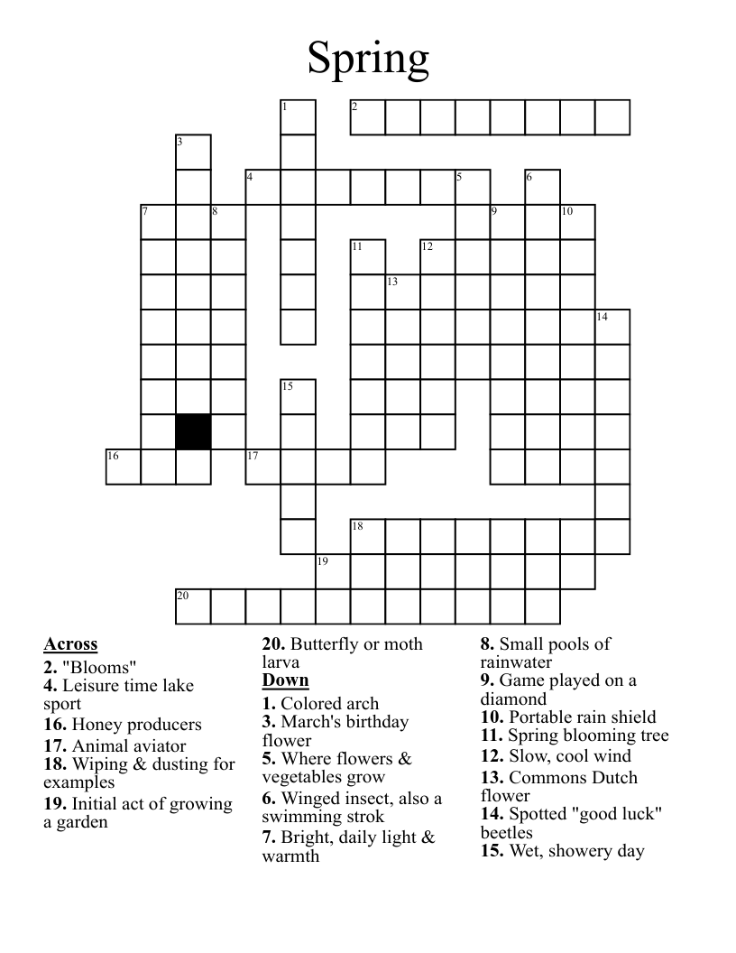 Spring Crossword WordMint Spring Crossword WordMint