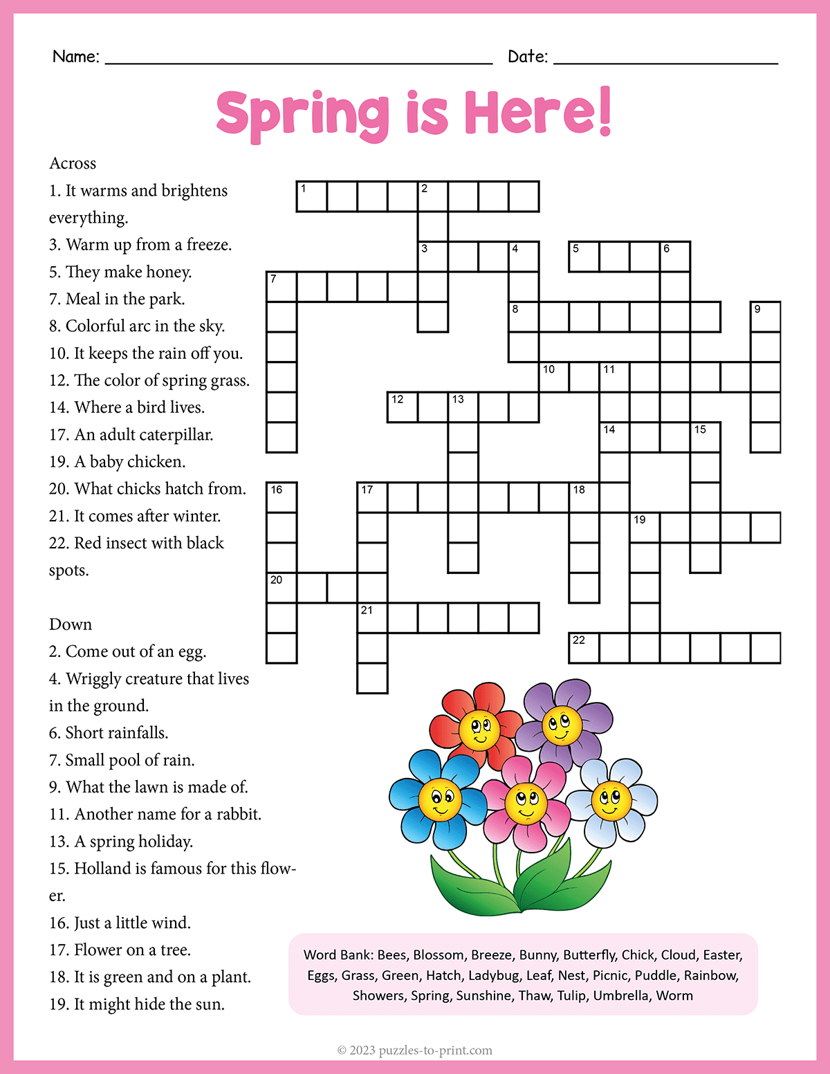 Spring Crossword Spring Crossword