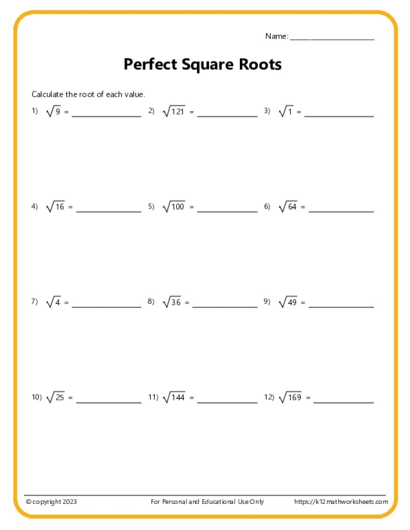 Square Roots Cube 4th 5th 6th Roots K12 Math Worksheets Square Roots Cube 4th 5th 6th Roots K12 Math Worksheets