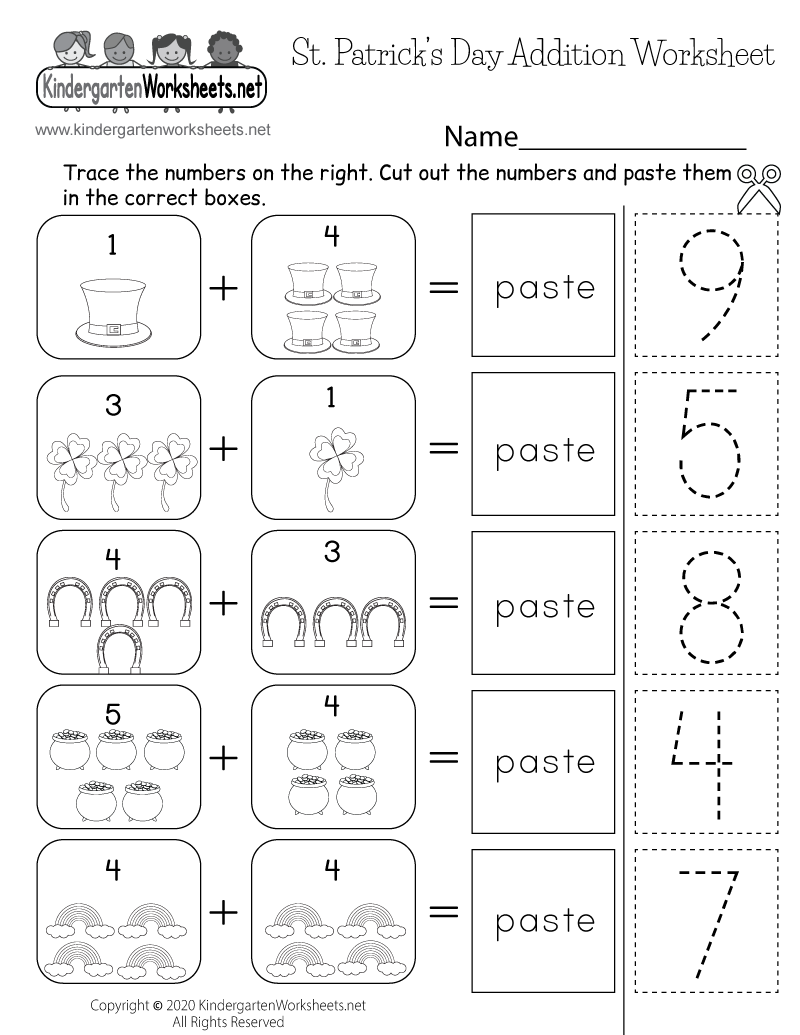 addition problems for kindergarten